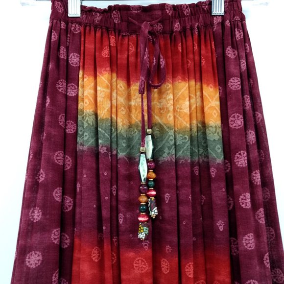 PLATINUM‎ by Dorothy Schoelen Petite Skirt Multicolor Boho Side Slits Drawstring - Picture 2 of 15